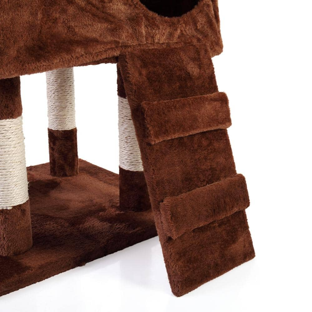 COZIWOW 67 in. Cat Tree Brown Tower Condo Soft Flannel Covered CW12T0193