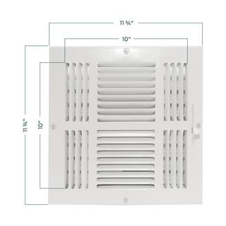 EZ-FLO 10 in. x 10 in. 4-Way Steel WallCeiling Register White 61619