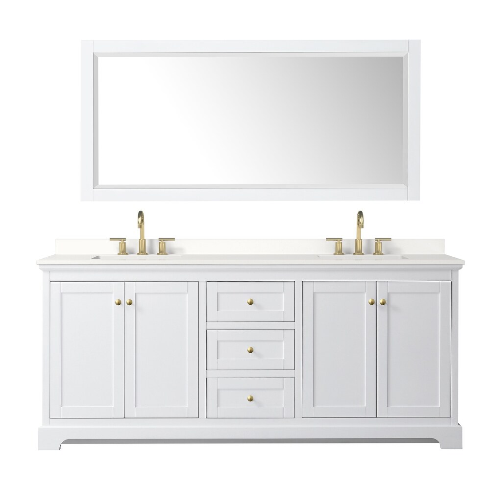 Avery 80 inch Double Vanity  Quartz Top  70 inch Mirror