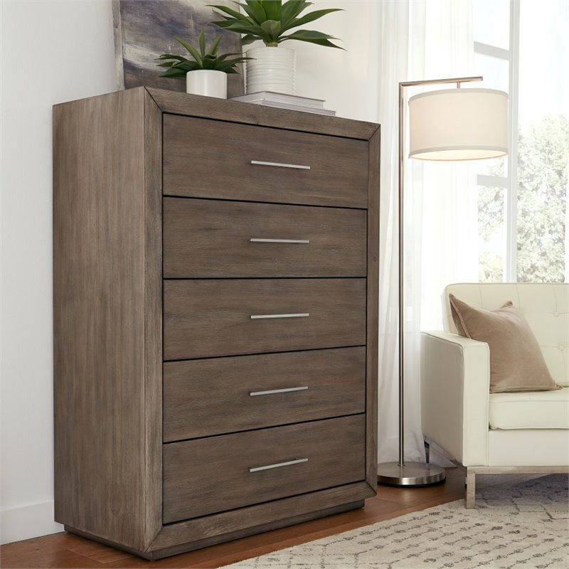 Modus Furniture Melbourne Five Drawer Chest, Dark Pine