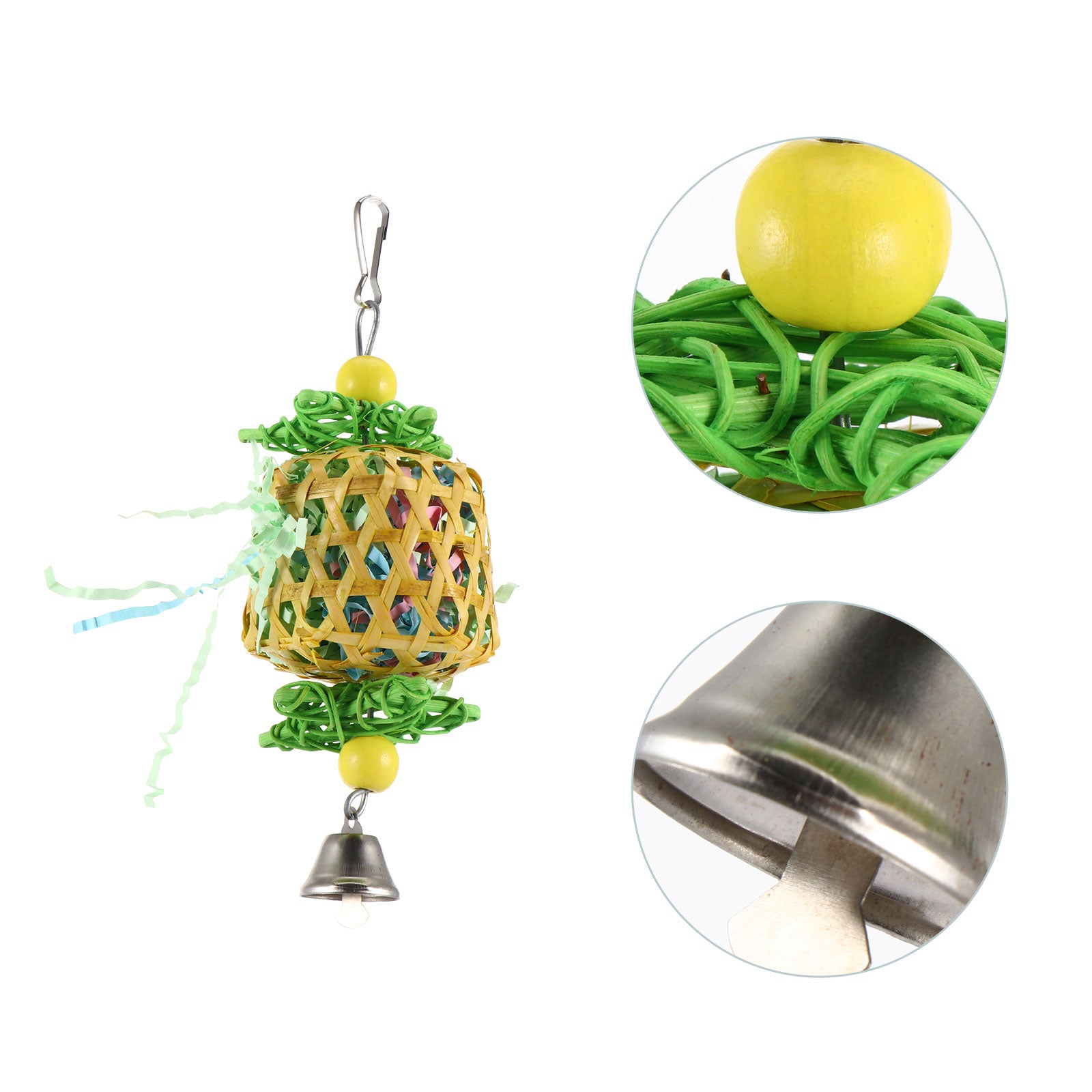 Bird Swing Toys Hanging Chewing Rattan Toys For Conures Parrots with Bell