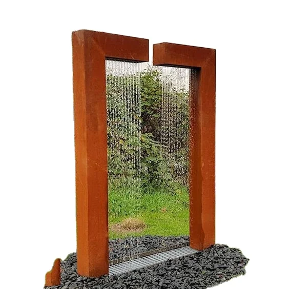 metal water curtain landscape construction waterfall outdoor