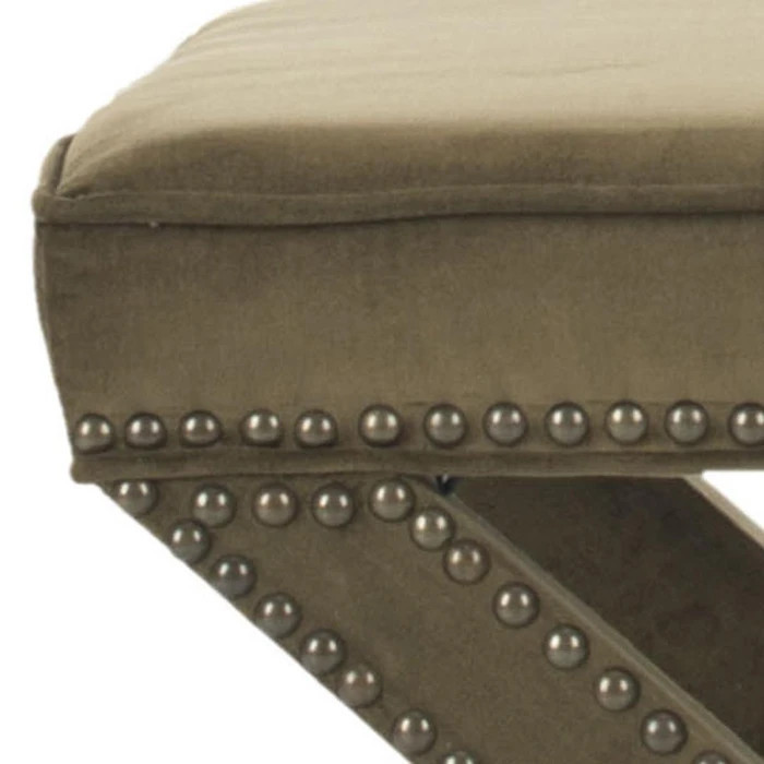 Arnold Ottoman  Brass Nail Heads Spruce   Transitional   Footstools And Ottomans   by Rustic Home Furniture Deco  Houzz