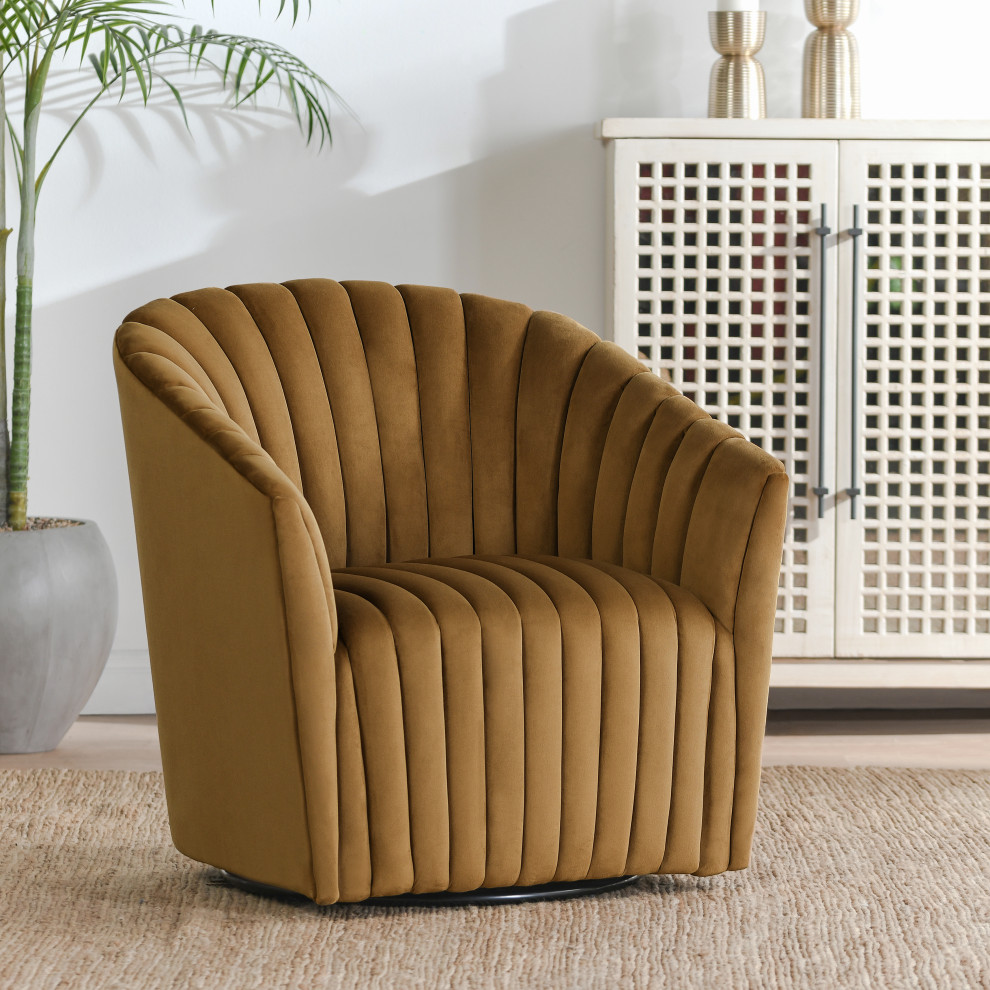 Arline Swivel Accent Chair Bronze by Kosas Home   Contemporary   Armchairs And Accent Chairs   by Kosas  Houzz