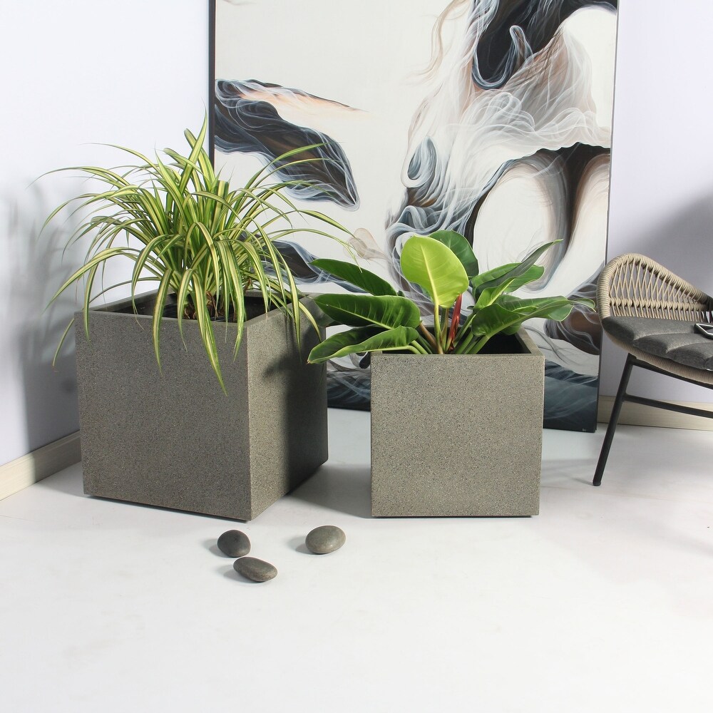 RHINE SQUARE POLY PLANTER (set of 2)