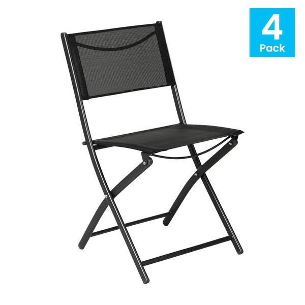 4 Pack Commercial Outdoor Flex Comfort Folding Chair with Metal Frame