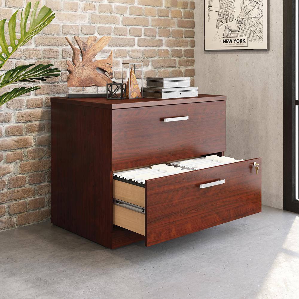 Affirm Classic Cherry Decorative Lateral File Cabinet with Locking Drawers 427868