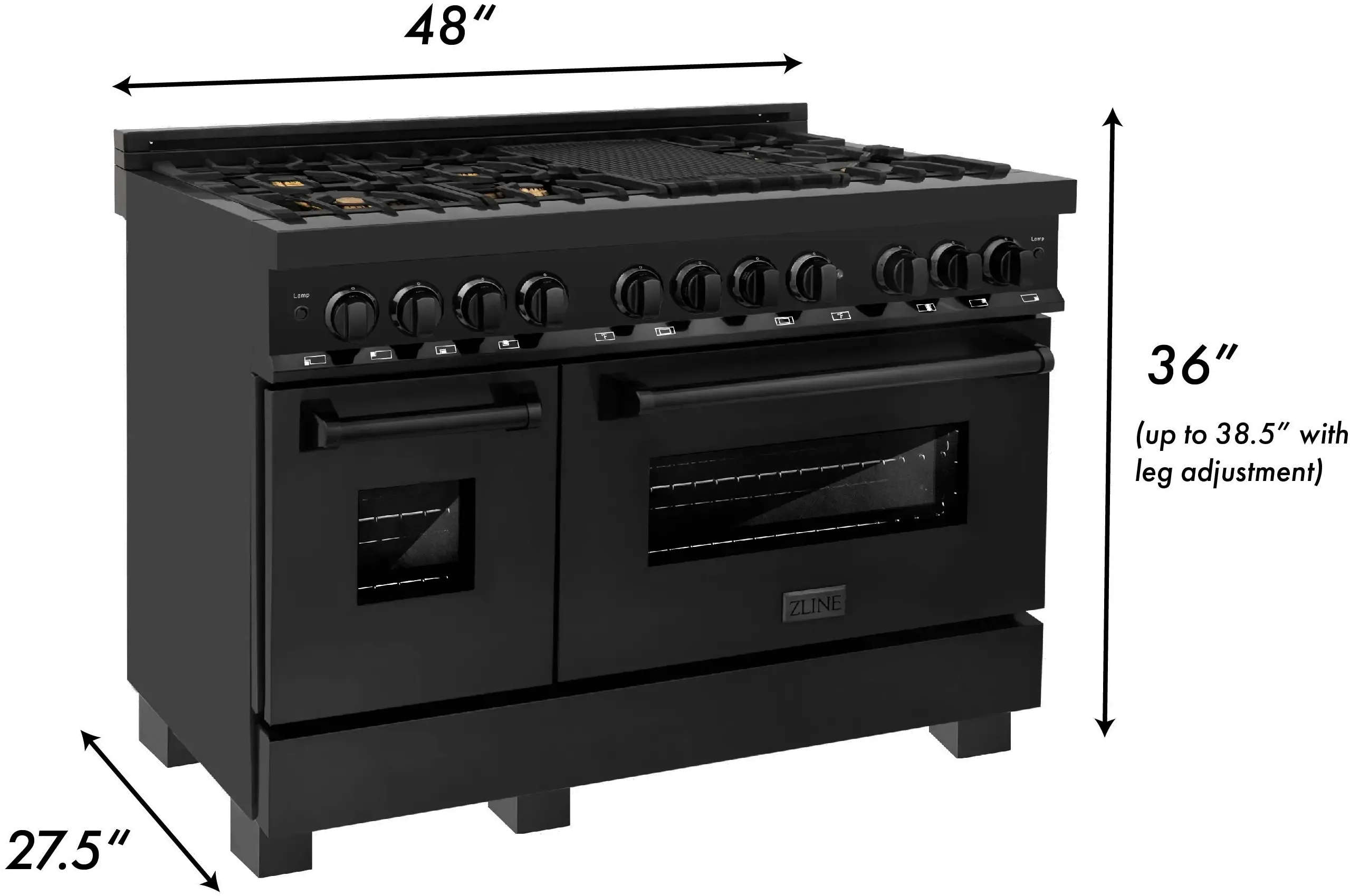 ZLINE Dual Fuel Double Oven Range RAB-BR-48