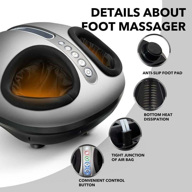 Foot Calf Massage Machine with Heat and Calf Air Bag, Electric Foot Massager with Shiatsu, Air compression, Rolling Modes