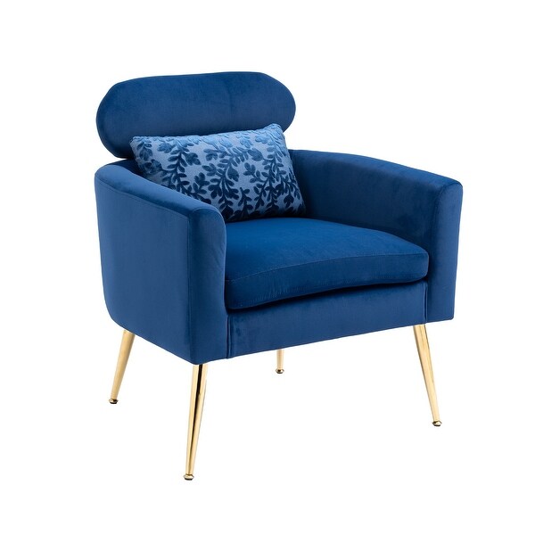 Velvet Upholstered Accent Chair With A Pillow