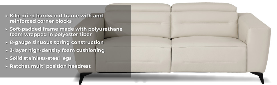 Arezzo Genuine Italian Leather Modern Sofa Set   Midcentury   Living Room Furniture Sets   by Luxuriant Furniture  Houzz