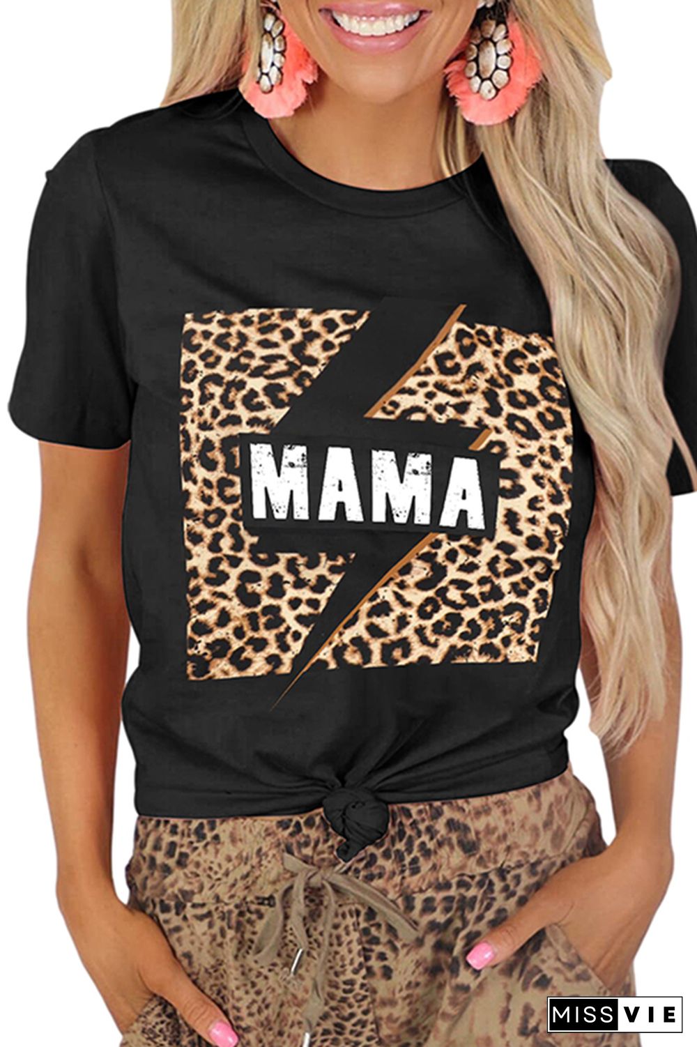 Mama Print Graphic Tees for Women Wholesale Short Sleeve T shirts Top