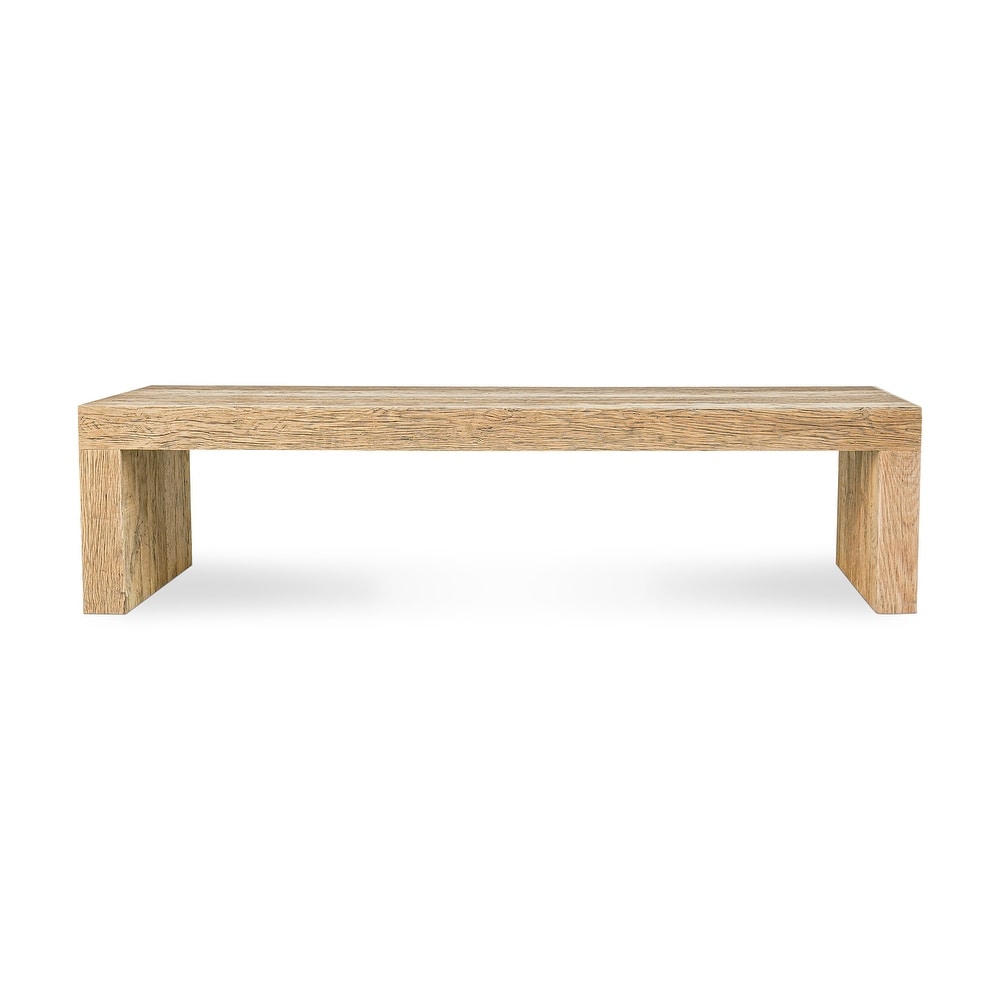 Aurelle Home Eliose Rustic Reclaimed Oak Rectangular Dining Bench