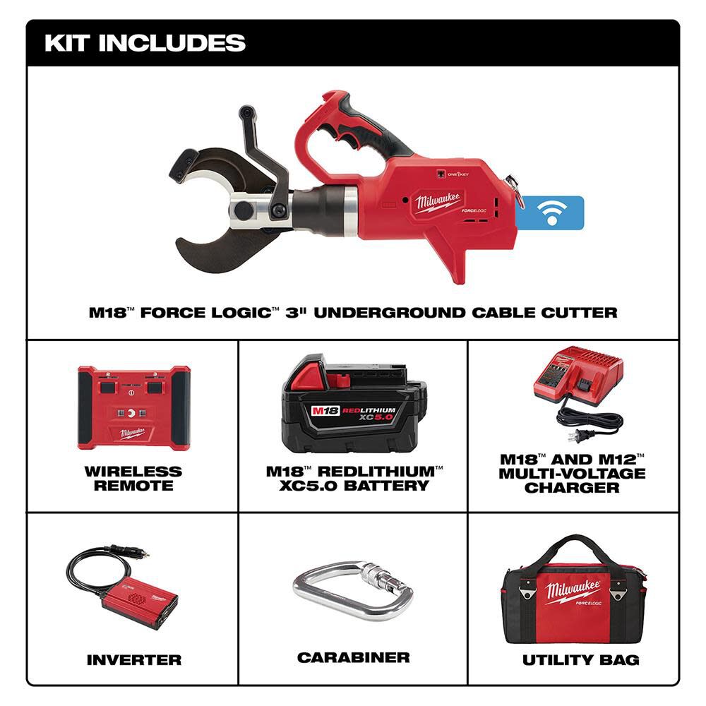 Milwaukee M18 FORCE LOGIC 3 in. Underground Cable Cutter with Wireless Remote 2776R-21 from Milwaukee