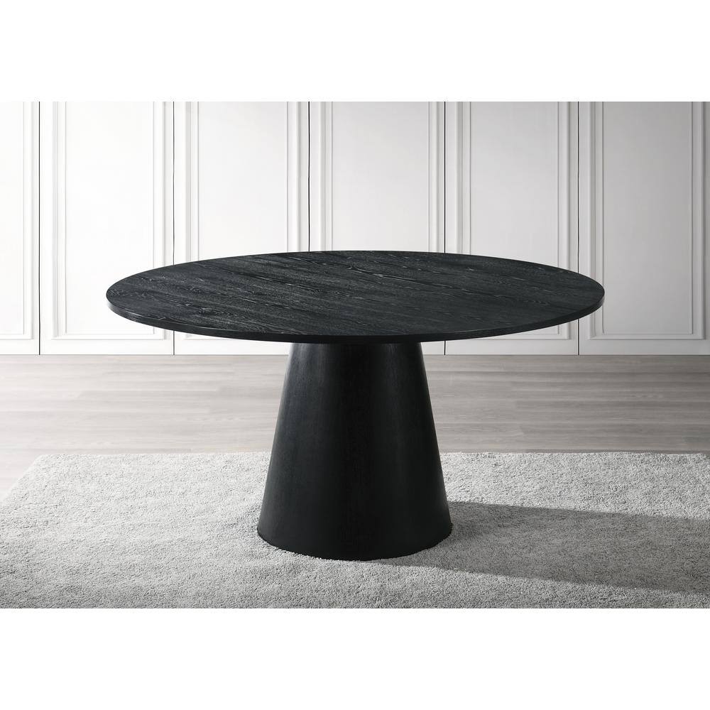 Best Master Furniture Terra 59 in. L Ebony Black Round Dining Table TERRAT