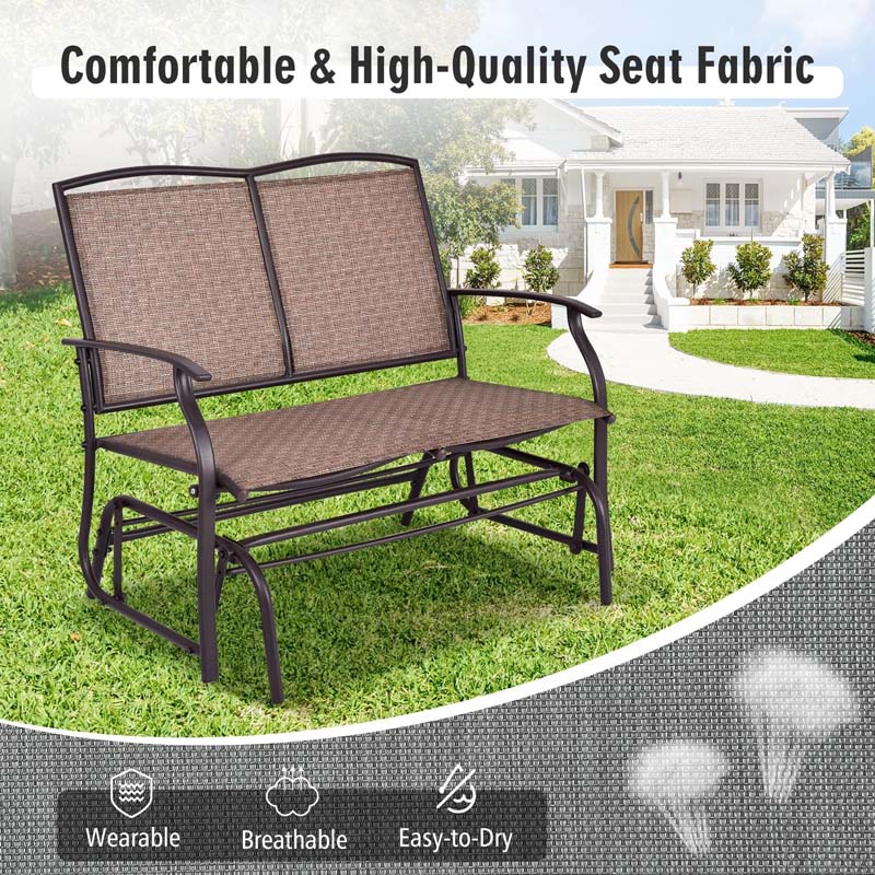 Weatherproof 2-Person Patio Swing Glider Bench Outdoor Rocking Lounge Chair Loveseat Rocker