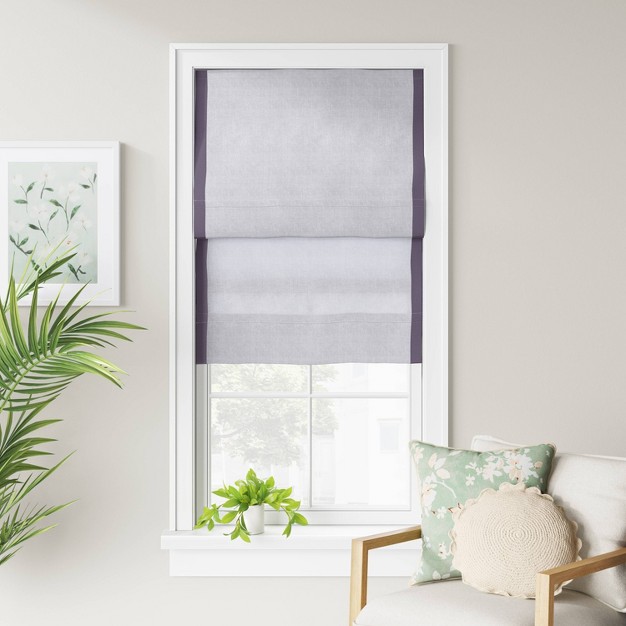 1pc Light Filtering Cordless Linen Blend Roman Window Shade Gray