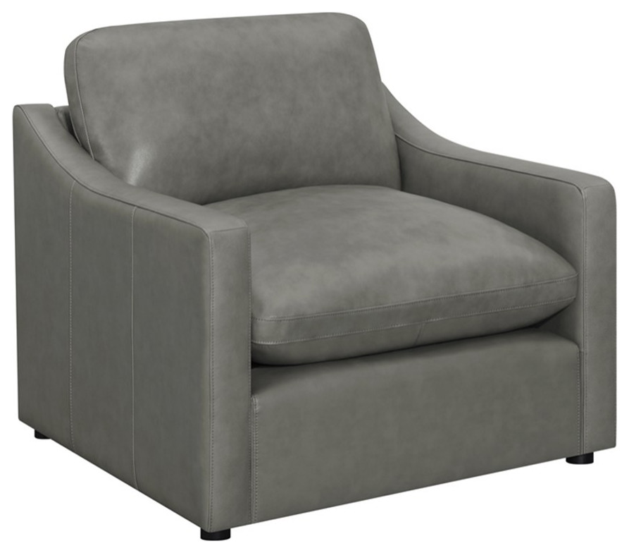 Coaster Grayson 3 Piece Sloped Arm Upholstered Leather Sofa Set in Gray   Contemporary   Living Room Furniture Sets   by Homesquare  Houzz