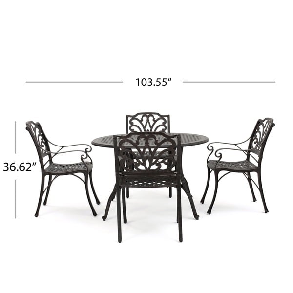 Alfresco Outdoor 5piece Cast Aluminum Circular Dining Set by Christopher Knight Home