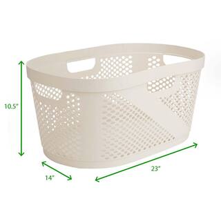 Mind Reader Basket Collection Laundry Basket 40 Liter (10kg22lbs) Capacity Cut Out Handles Ventilated Ivory HHAMP40-IVO