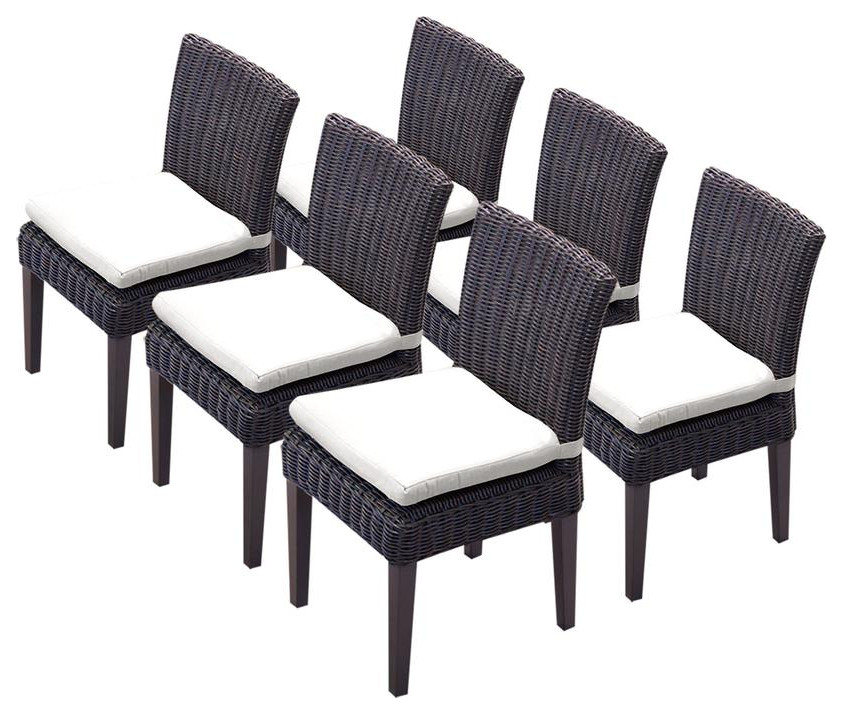 6 Venice Armless Dining Chairs  Sail White   Tropical   Outdoor Dining Chairs   by Design Furnishings  Houzz