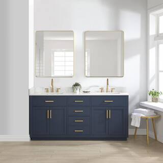 Altair Gavino 72 in. W x 22 in. D x 34 in. H Bath Vanity in Royal Blue with Grain White Composite Stone Top 557072-RB-GW-NM