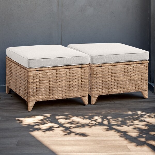 Wicker Rattan Ottoman Outdoor Patio Ottoman