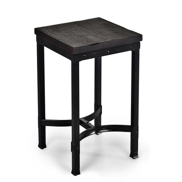 Distressed Finish Square End Table Coffee Table