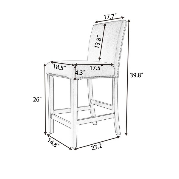 4 Pieces Wooden Counter Height Upholstered Dining Chairs for