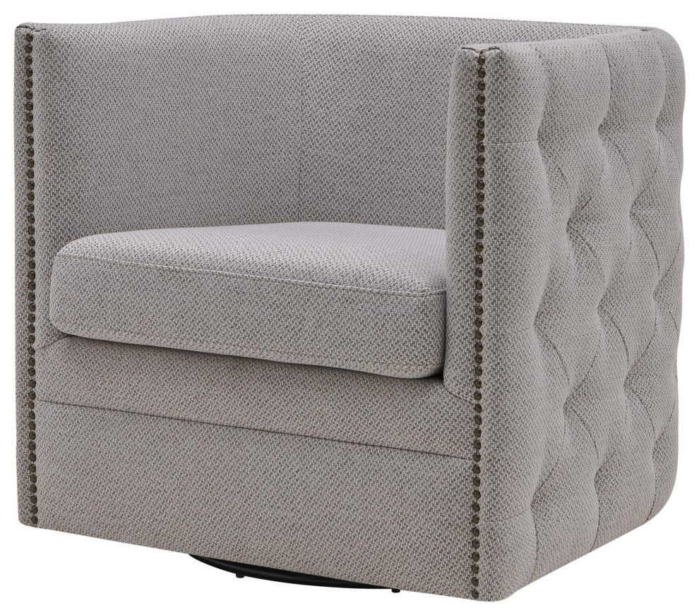 Camari Fabric Swivel Tufted Chair  Cardiff Gray   Transitional   Armchairs And Accent Chairs   by Virgil Stanis Design  Houzz