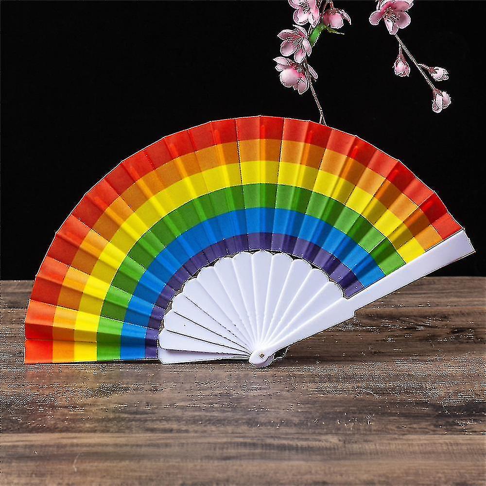 Folding Held Fans， Rainbow Party Decoration Hand Folding Fans For Women/men(10pcs， Rainbow Color)