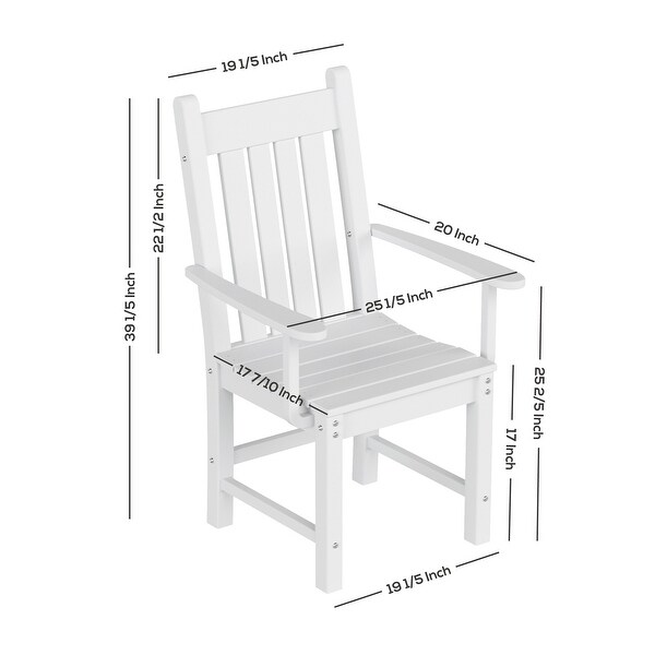 Polytrends Laguna Hdpe All Weather Outdoor Patio Dining Set with Rectangle Table，Arm Chairs and Bench (6Piece Set)