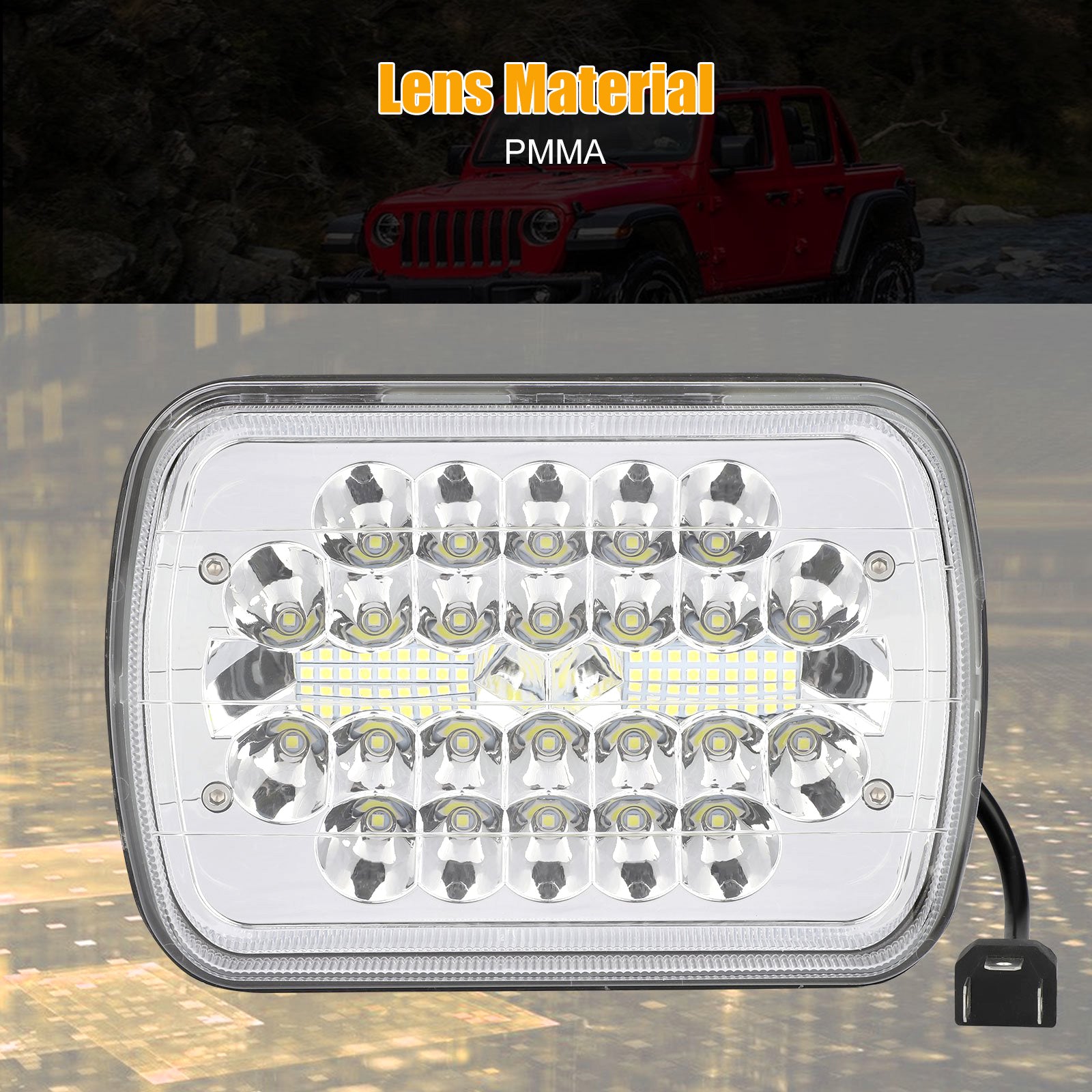 LED Headlights with PMMA Lens， EEEkit H6054 LED Car Headlamp with High/Low Beam DRL， IP67 Waterproof Dustproof Longer Lifespan Compatible for Jeep Dodge Chevy Ford Models Truck Van