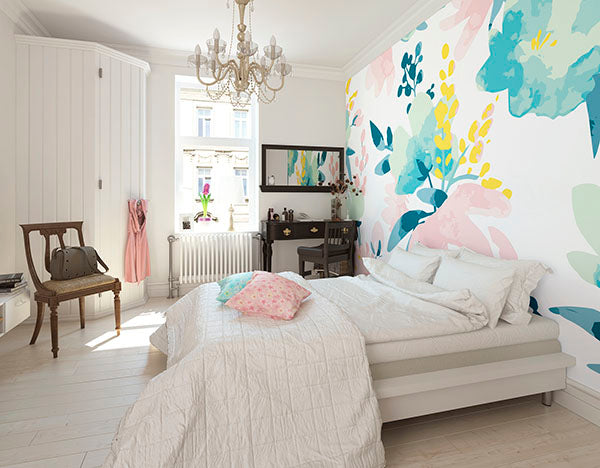 Delicate Watercolour Flowers Wall Mural