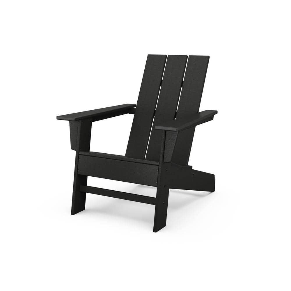 POLYWOOD Grant Park Black Modern Plastic Patio Adirondack Chair Outdoor