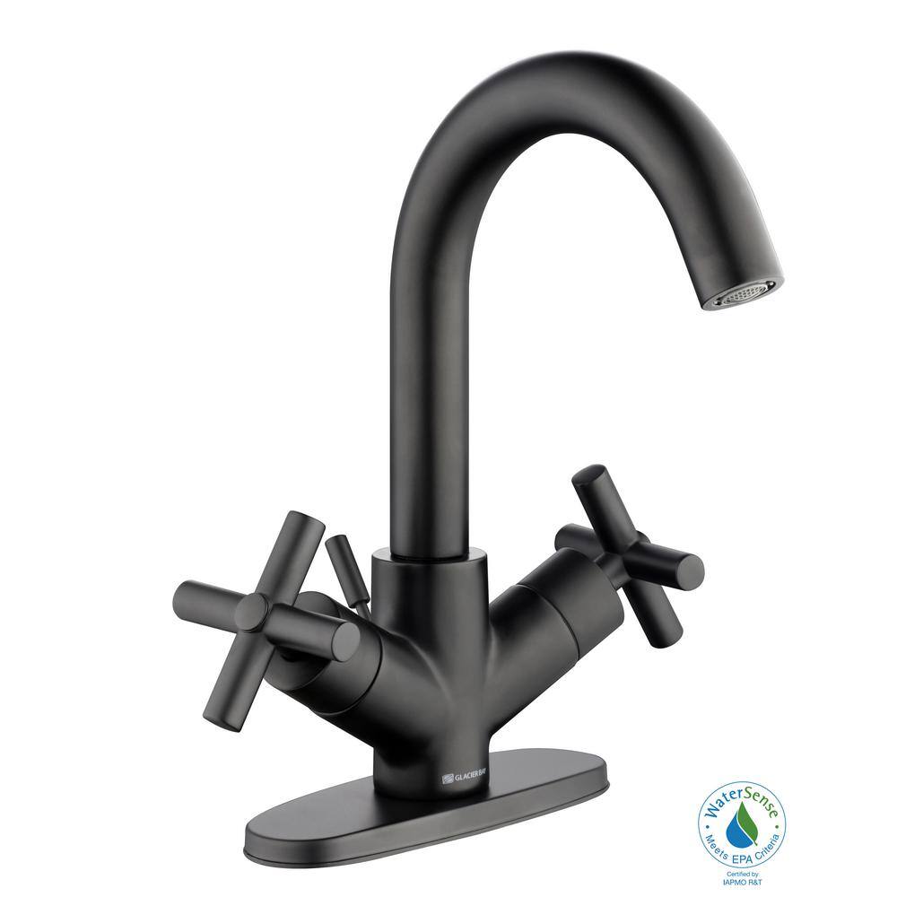 Glacier Bay Dorset Cross Single-Hole 2-Handle Bathroom Faucet in Matte Black HD67440W-6010H