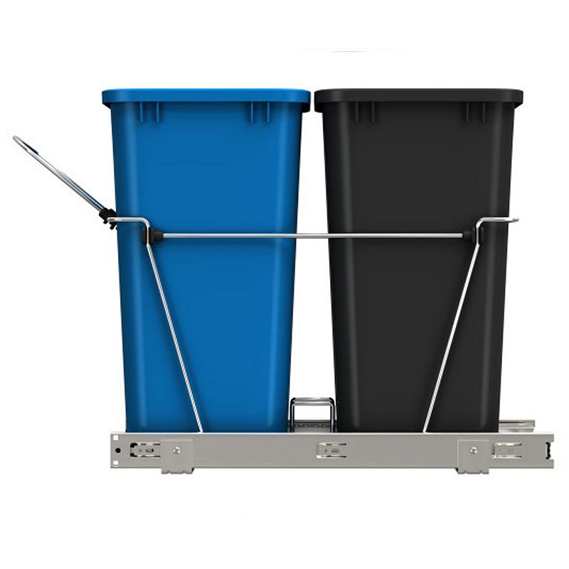 Rev-a-shelf Double Pull Out Trash Can 35 Qt For Kitchen， Blue， Rv-18kd-2218c-s