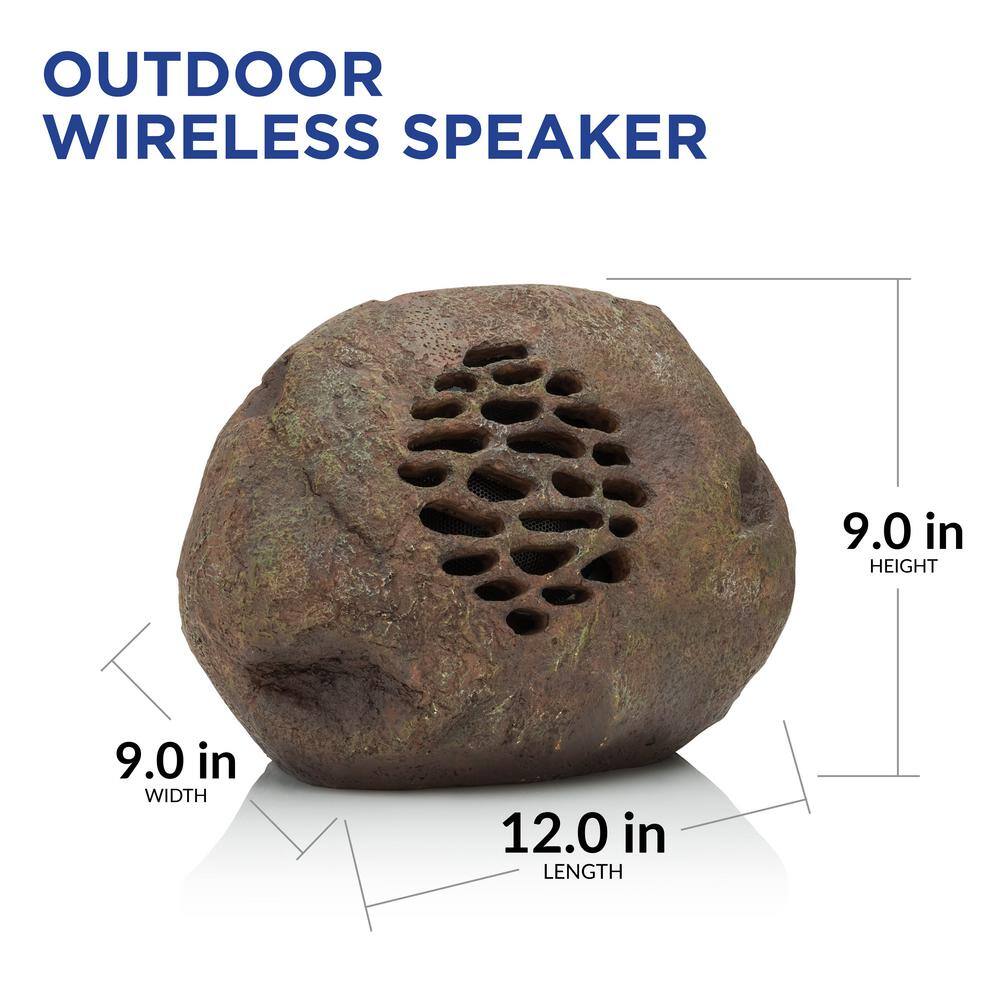 Alpine Corporation Waterproof Bluetooth Solar-Powered Outdoor Wireless Rock Speaker - Set of 2 QLP952SLR-2