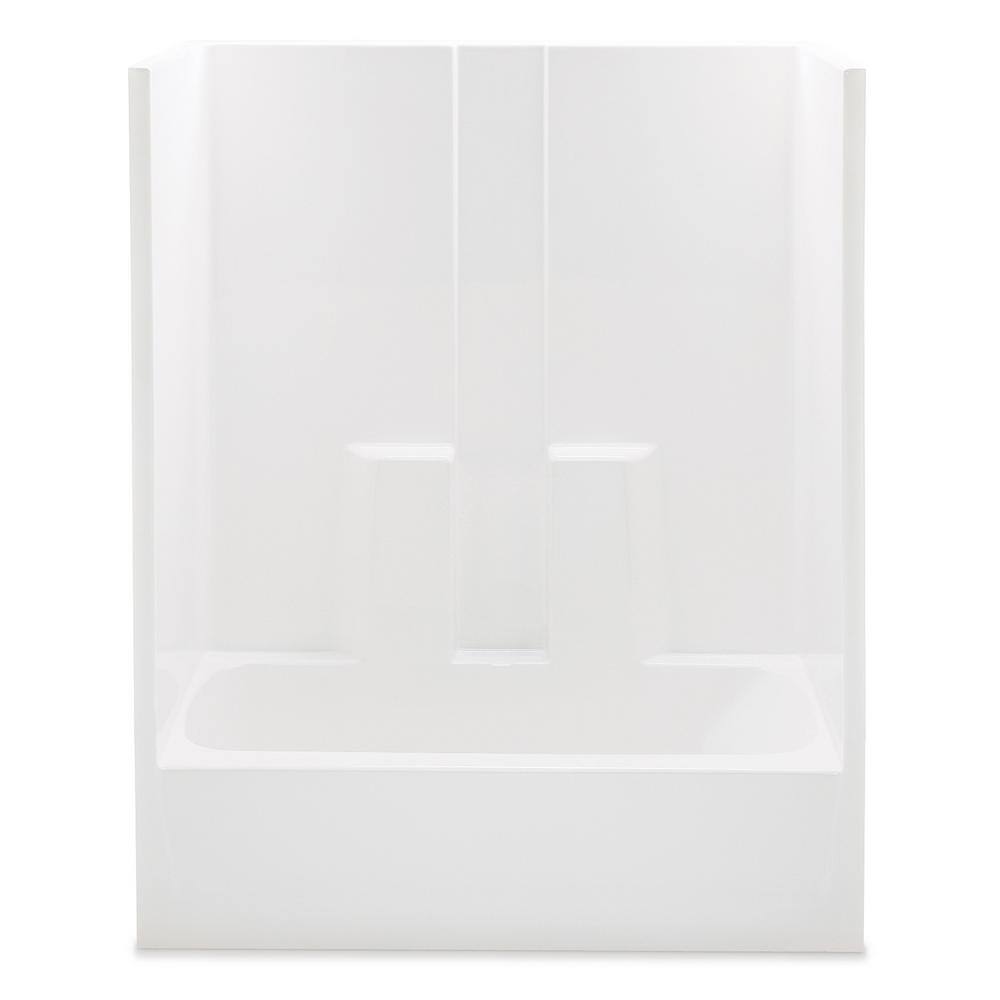 Aquatic Everyday 60 in. x 30 in. x 72 in. Left Drain 1-Piece Bath and Shower Kit in White 260330L-WHHD