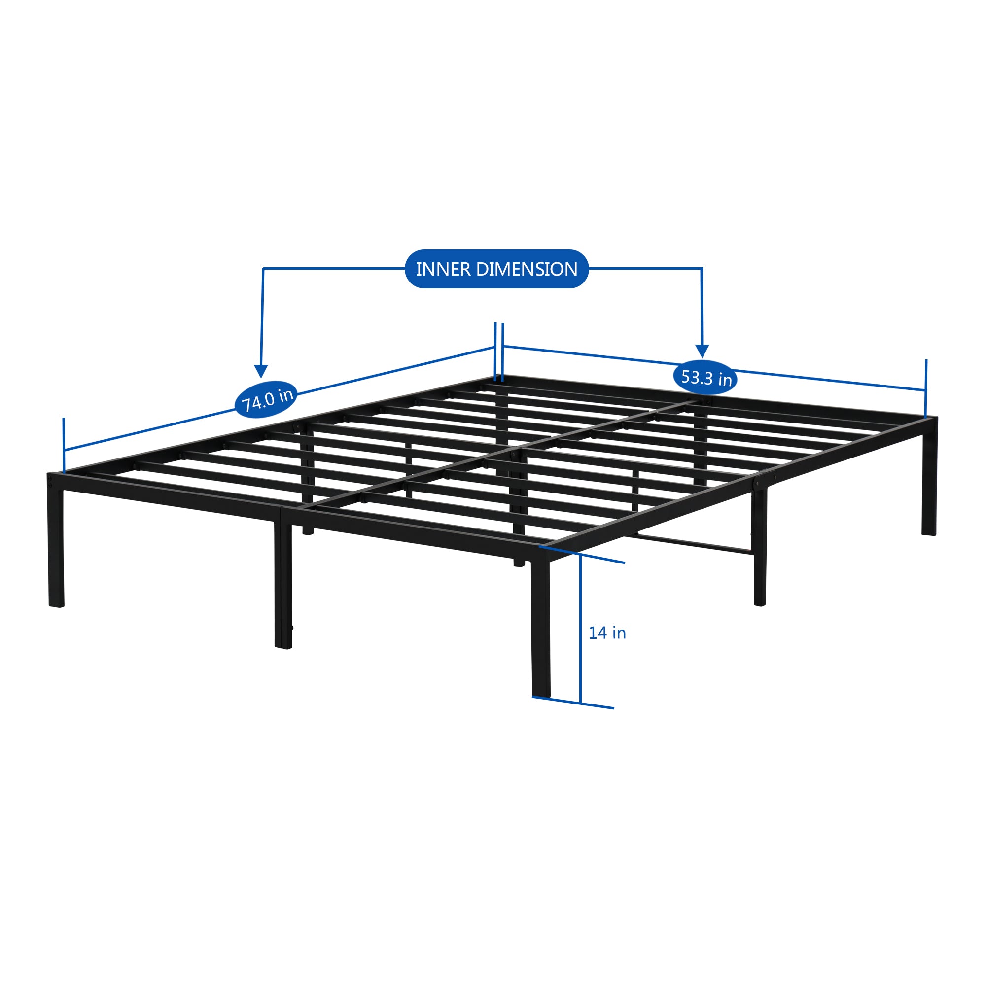 GrandRest 14 Inch Innovative Metal Platform Bed Frame, Full