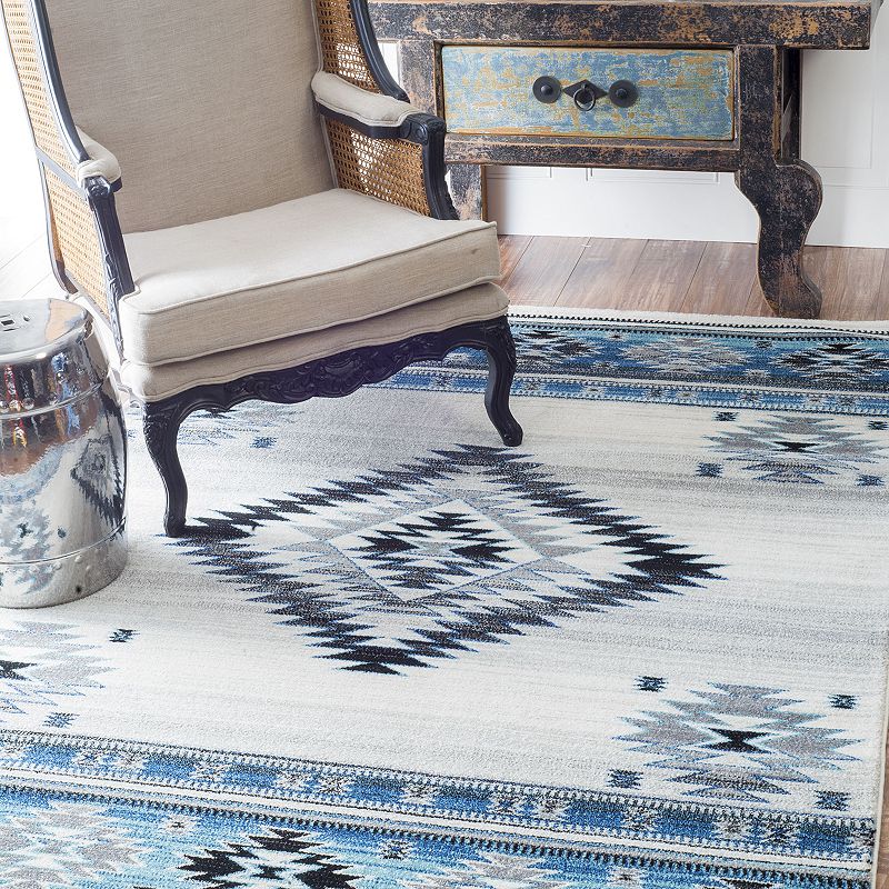 nuLOOM Blue Geometric Boho Rug - 5' x 7'5