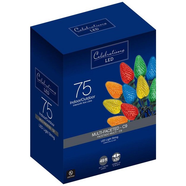 Celebrations Led C9 Multicolored 75 Ct String Christmas Lights 49 Ft