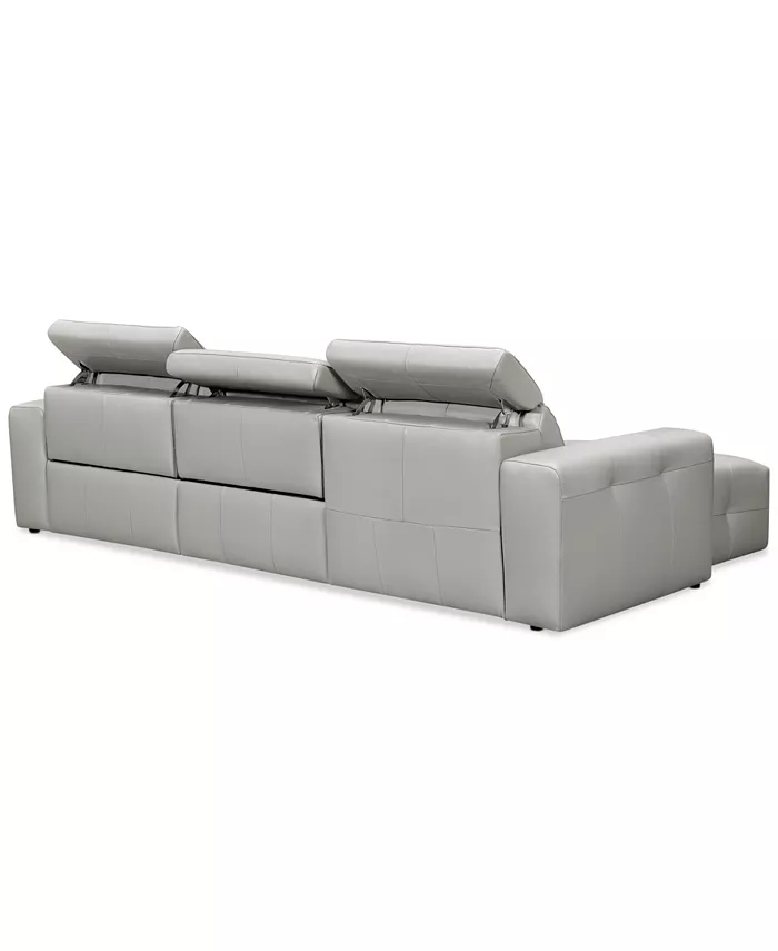 Furniture CLOSEOUT! Haigan 3-Pc. Leather Chaise Sectional Sofa with 2 Power Recliners