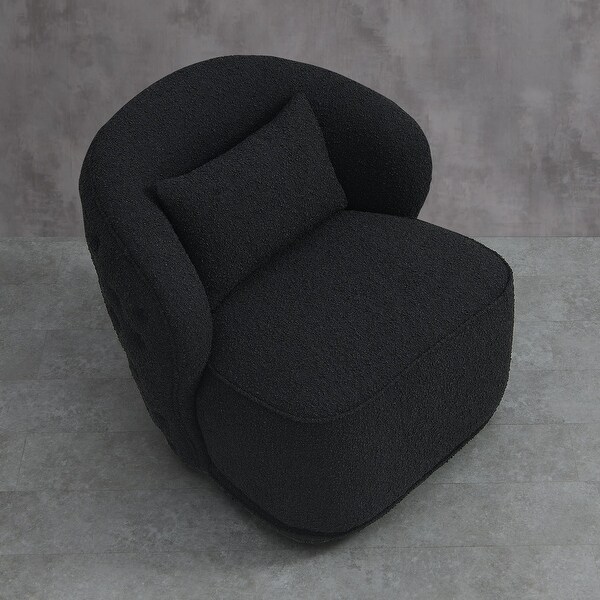 Boucle Upholstered Tufted Back Swivel Barrel Chair