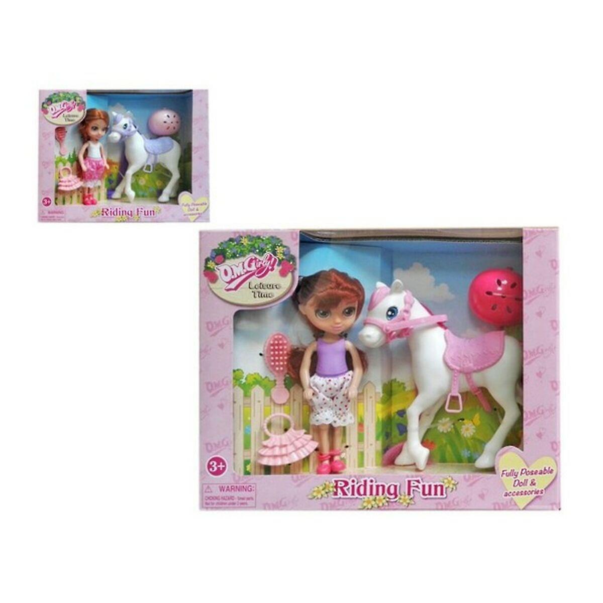 Doll with pet riding horse 110739