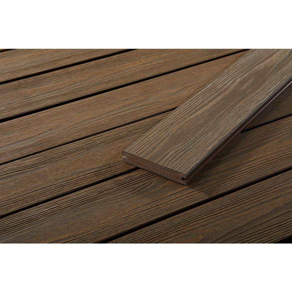 FORTRESS Apex 1 in. x 6 in. x 8 ft. Brazilian Teak Brown PVC Grooved Deck Boards (2-Pack) 251060822