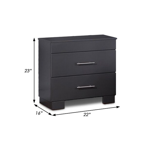 Vin 23 Inch Modern Nightstand， 2 Drawers， Simple Design， Charcoal Gray - - 36884159