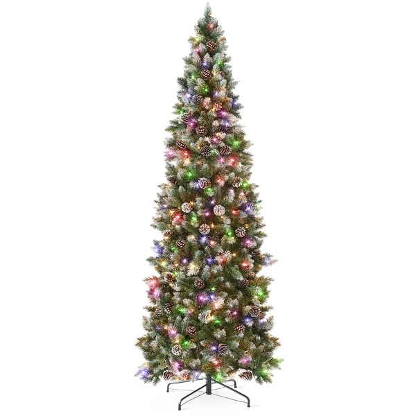 PreLit Partially Flocked Christmas Tree w/ 2in1 Multicolor Lights