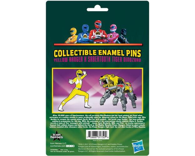 Icon Heroes Icon Heroes Power Rangers Yellow Ranger X Sabertooth Tiger Zord Pin Set