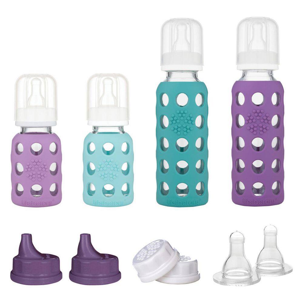 Lifefactory 9 oz. Multi-Colored Glass Bottle Starter Set (Set of 4) LF120405C4